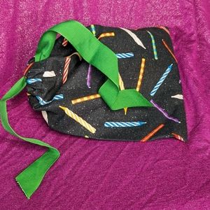 Small Reusable sparkle birthday candle drawstring giftbag- green ribbon (1 of 2)